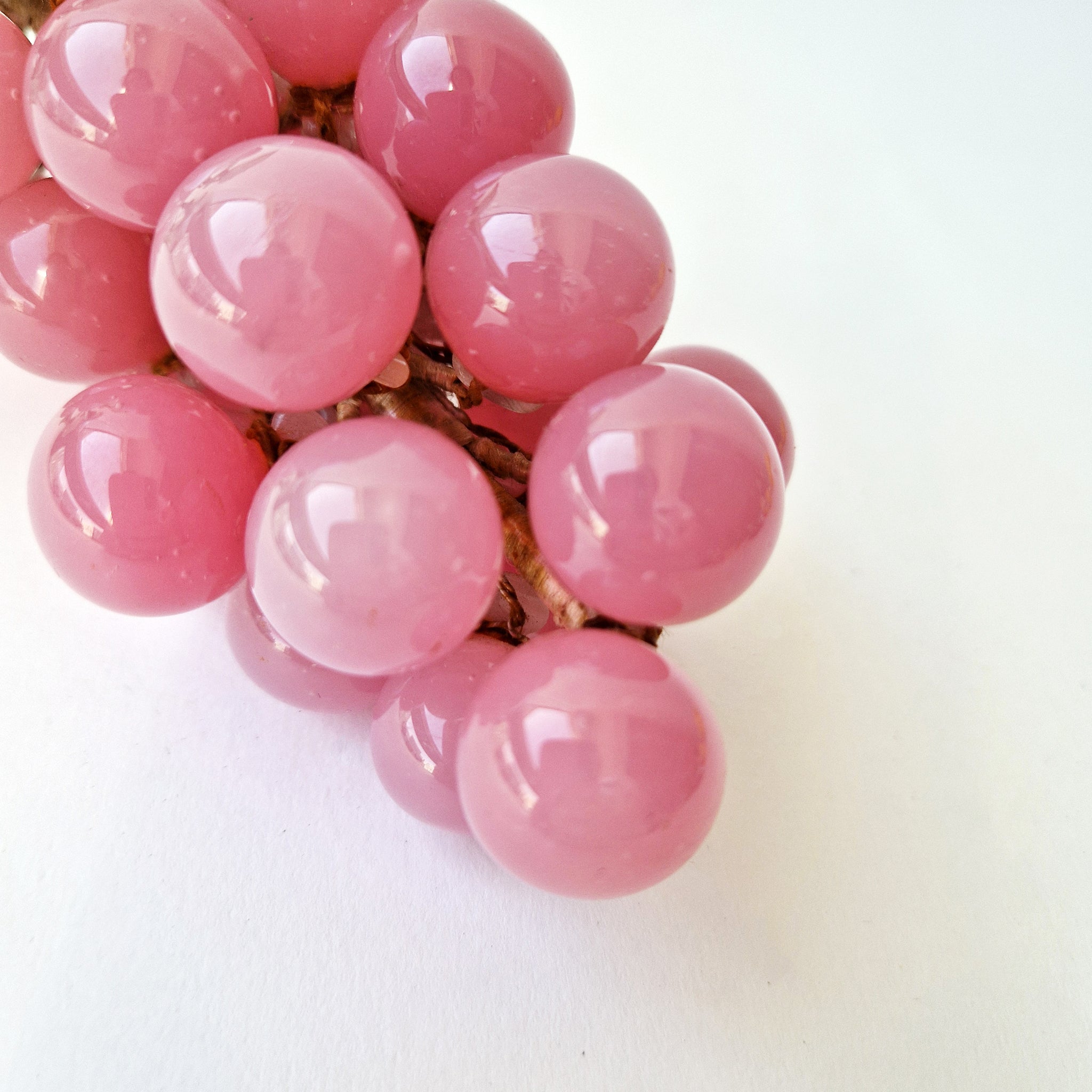 Vintage pink glass bunch of grapes