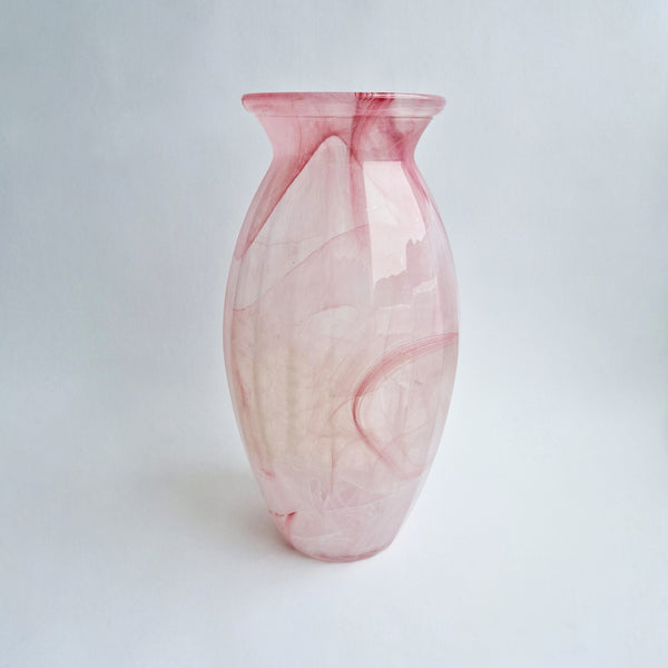 Vintage Italian pink glass vase by Vetreria Lux