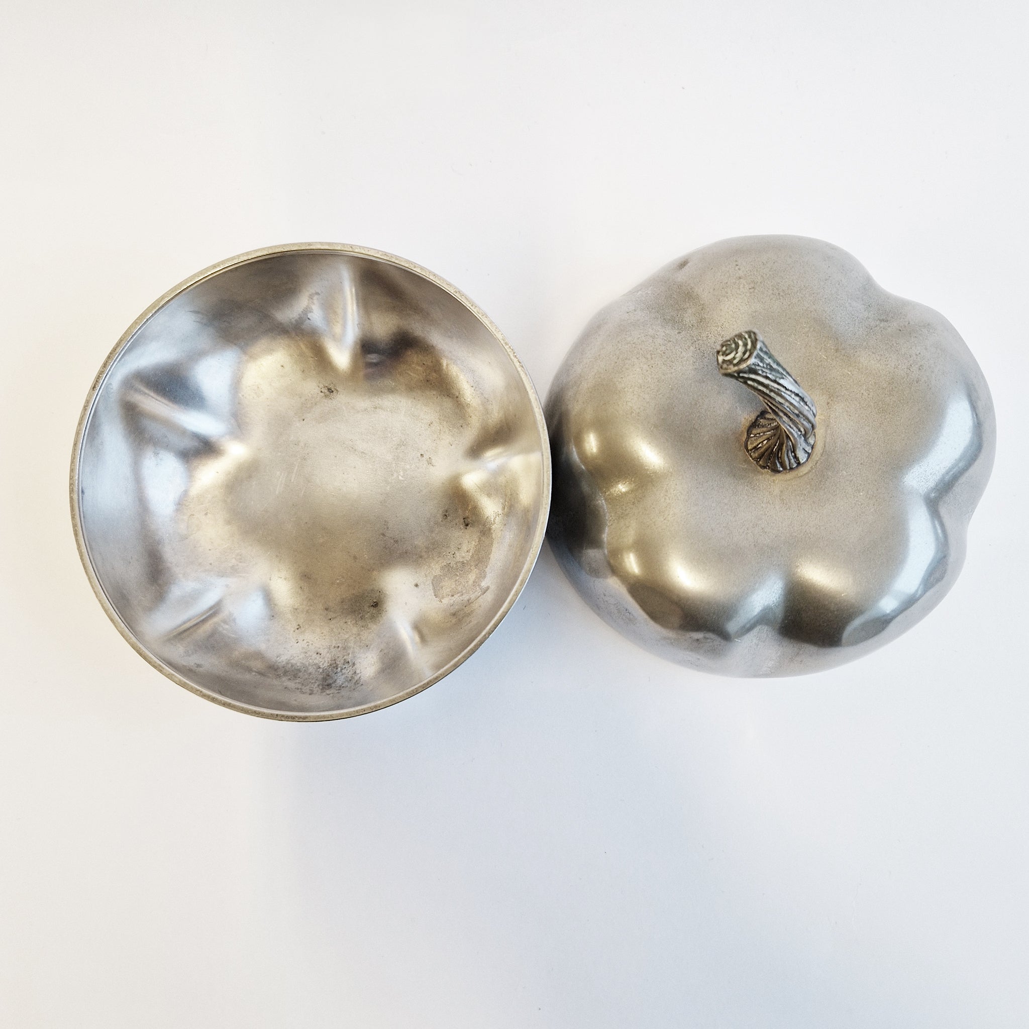 Vintage Italian silver-plated pumpkin trinket box