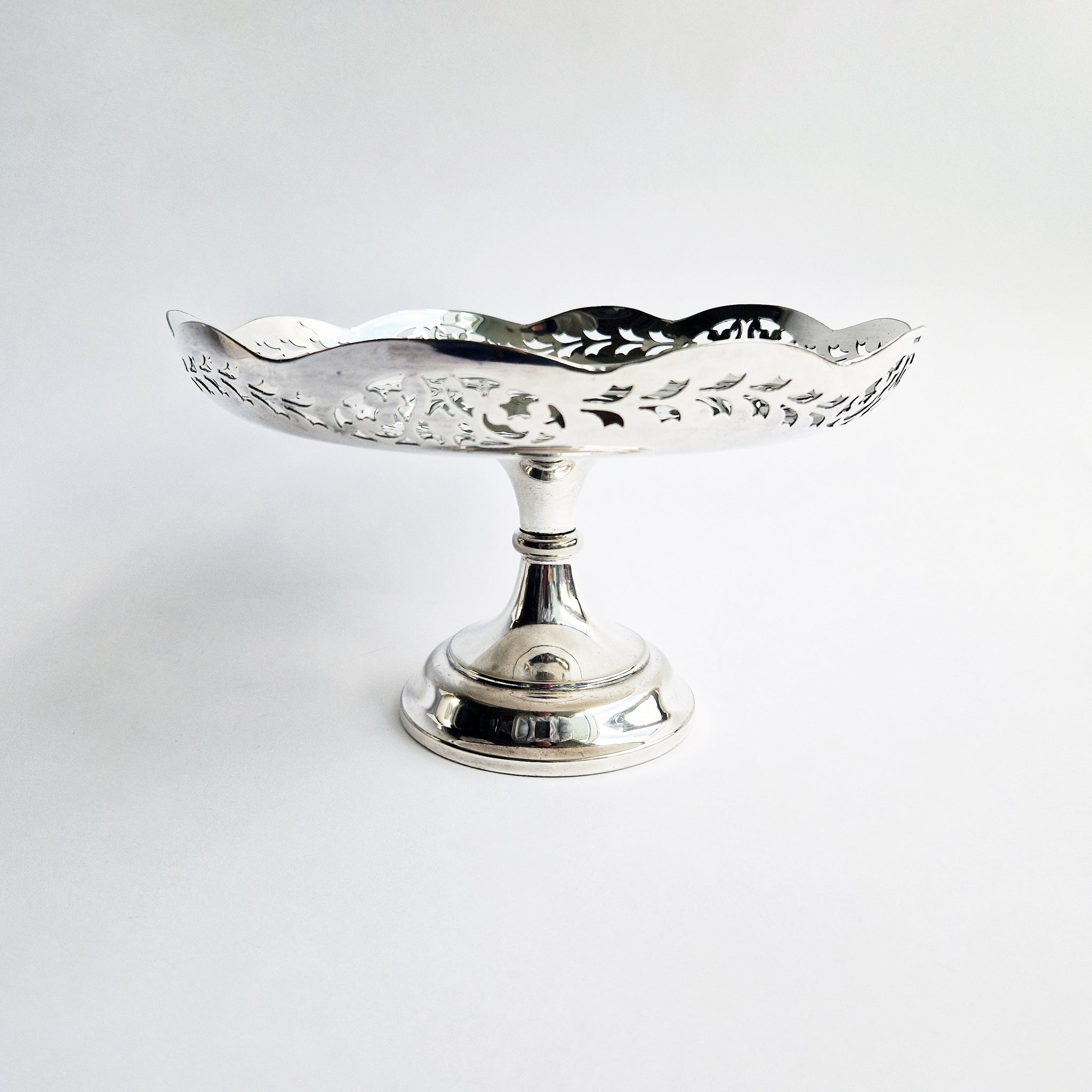 Vintage silvered pedestal bowl