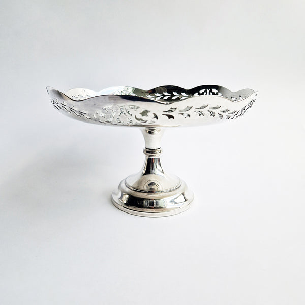 Vintage silvered pedestal bowl