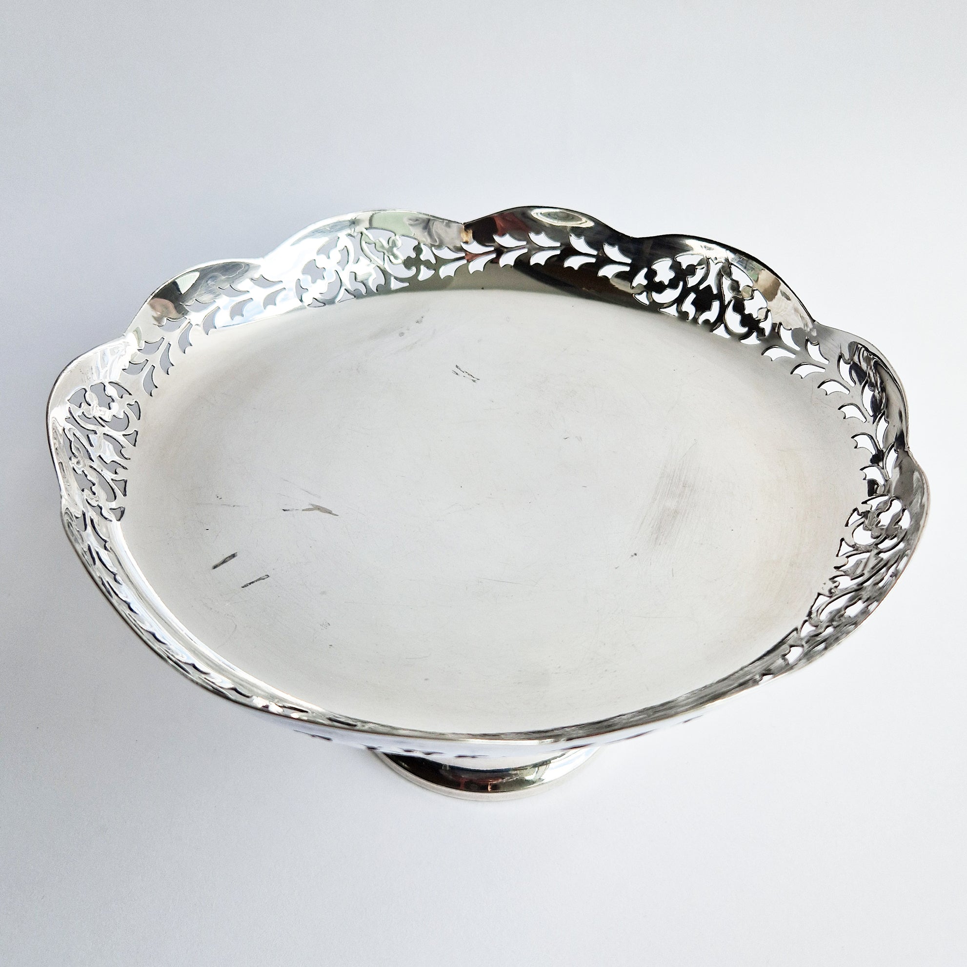 Vintage silvered pedestal bowl