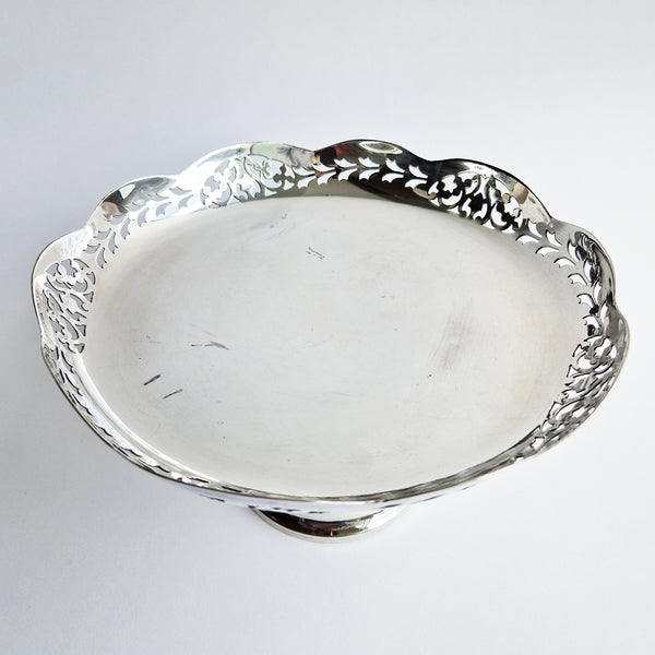 Vintage silvered pedestal bowl