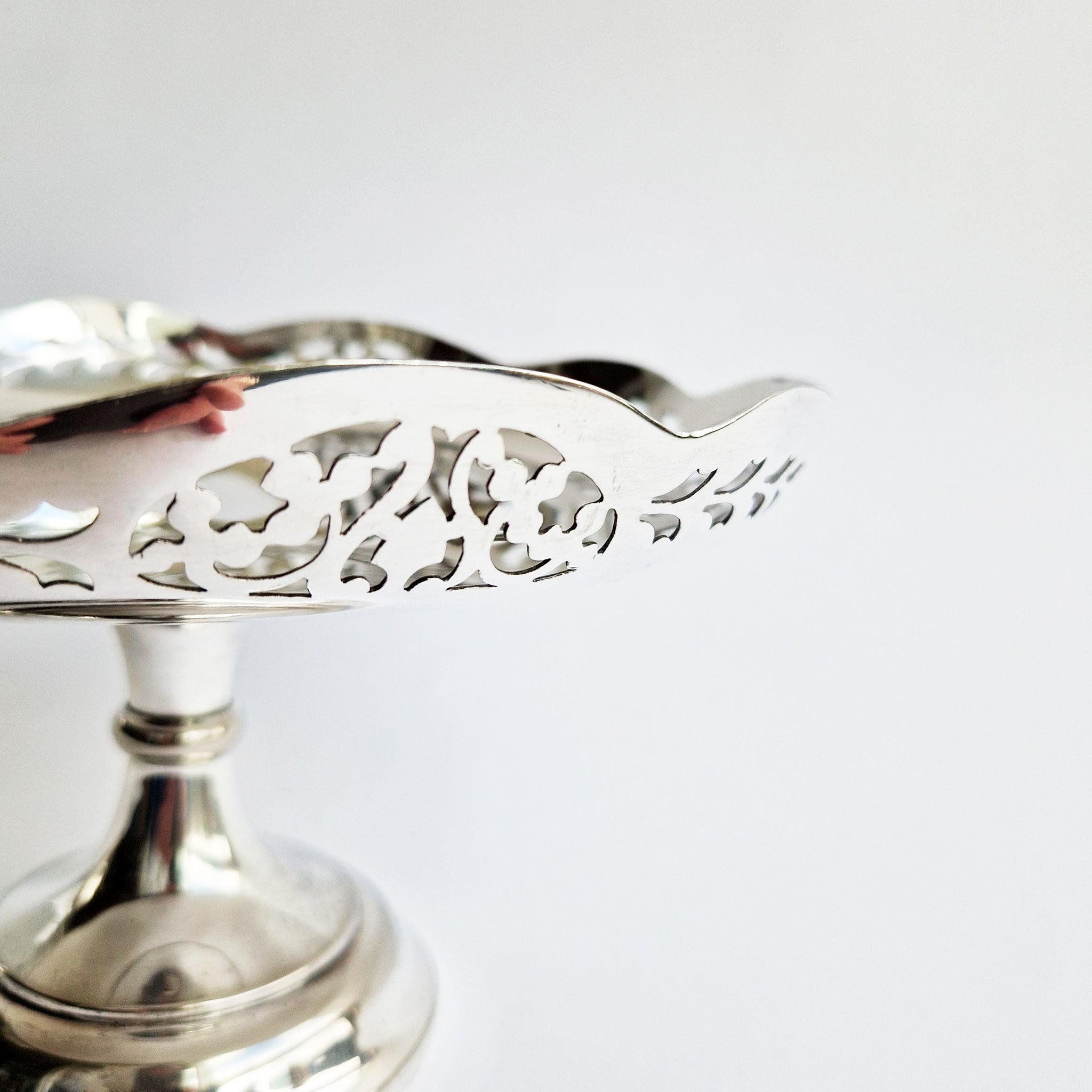 Vintage silvered pedestal bowl