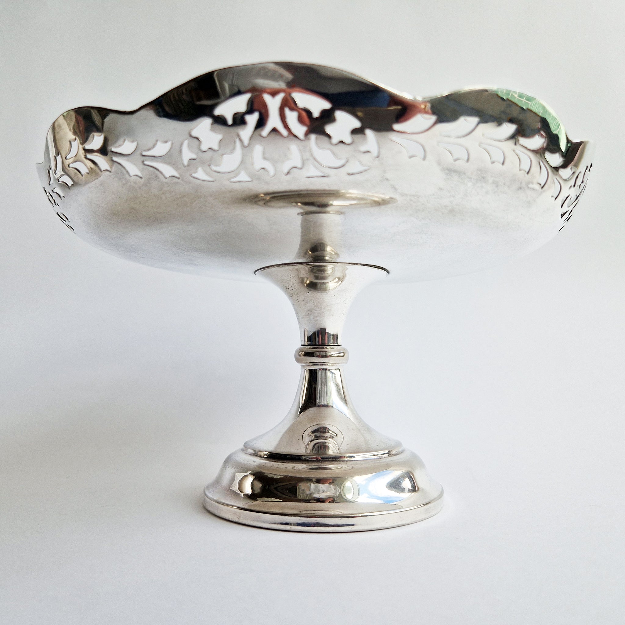Vintage silvered pedestal bowl