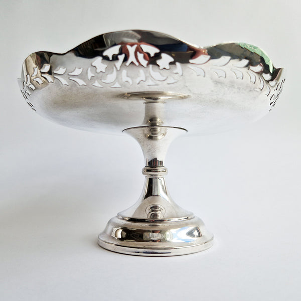 Vintage silvered pedestal bowl