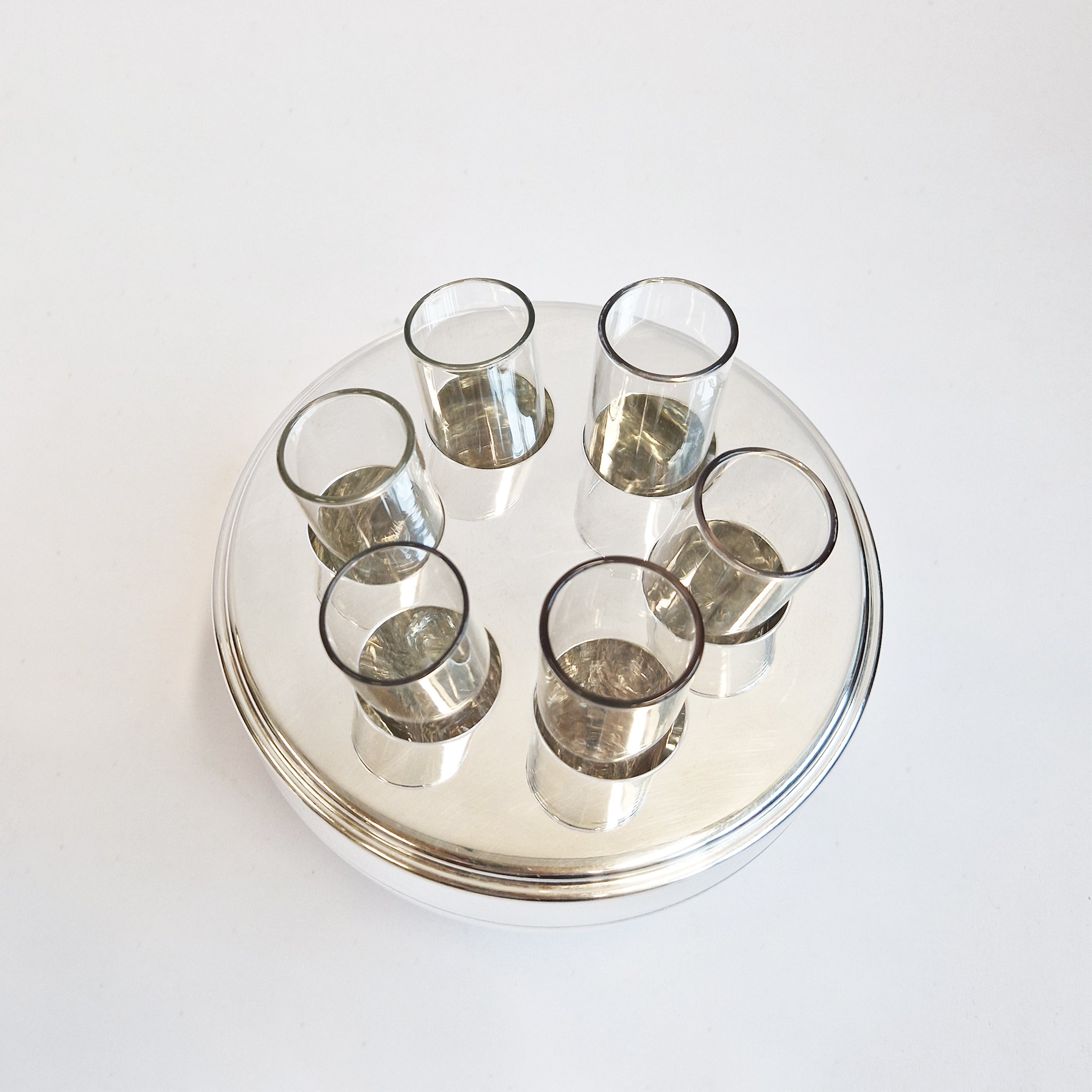 Vintage silver plated shot glass holder by LARAS Italy