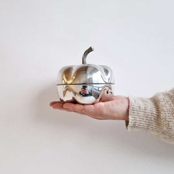 Vintage silver-plated pumpkin trinket box