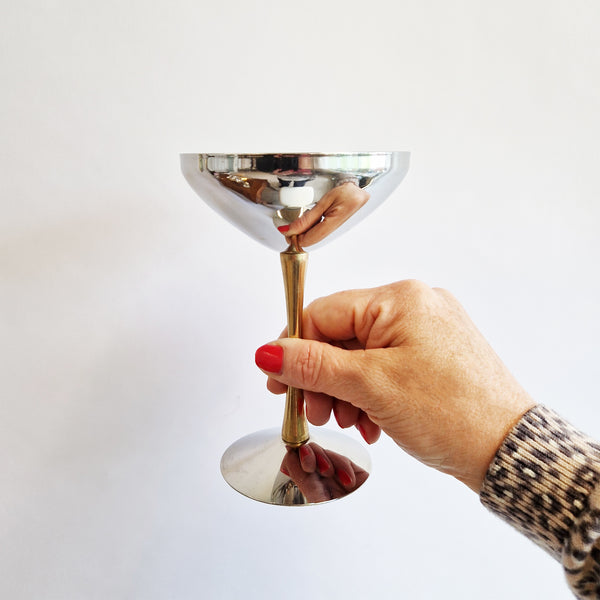 1970s stainless steel champagne glasses by MB