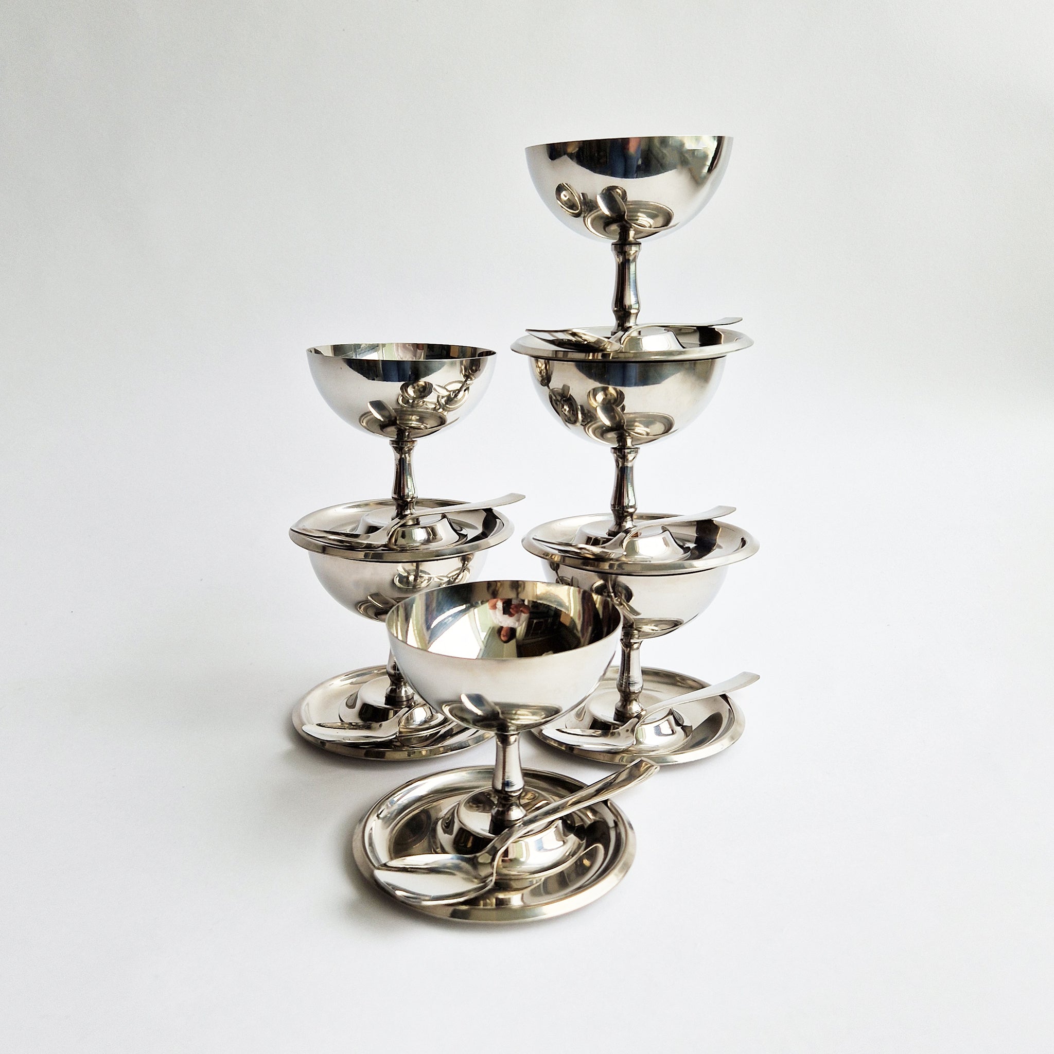 Vintage dessert cup set by Morinox (set of 6)
