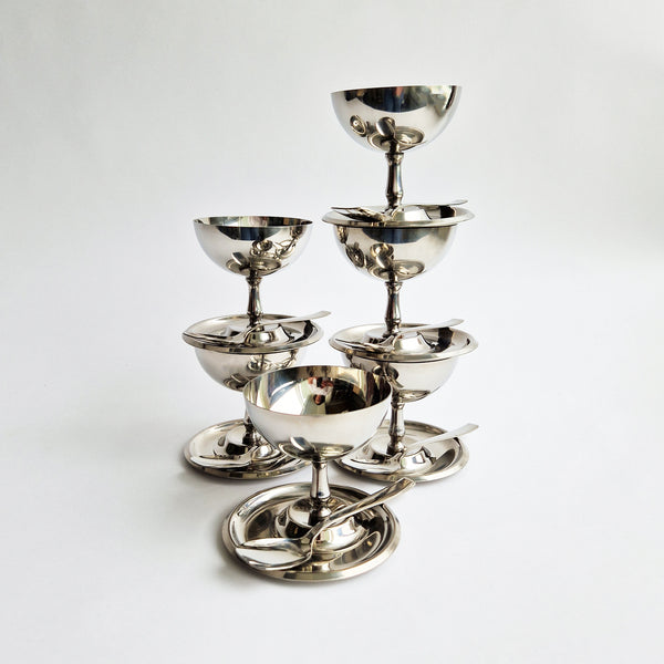 Vintage dessert cup set by Morinox (set of 6)
