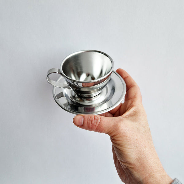 Vintage Nanni P&B stainless steel coffee cup set (2 available)