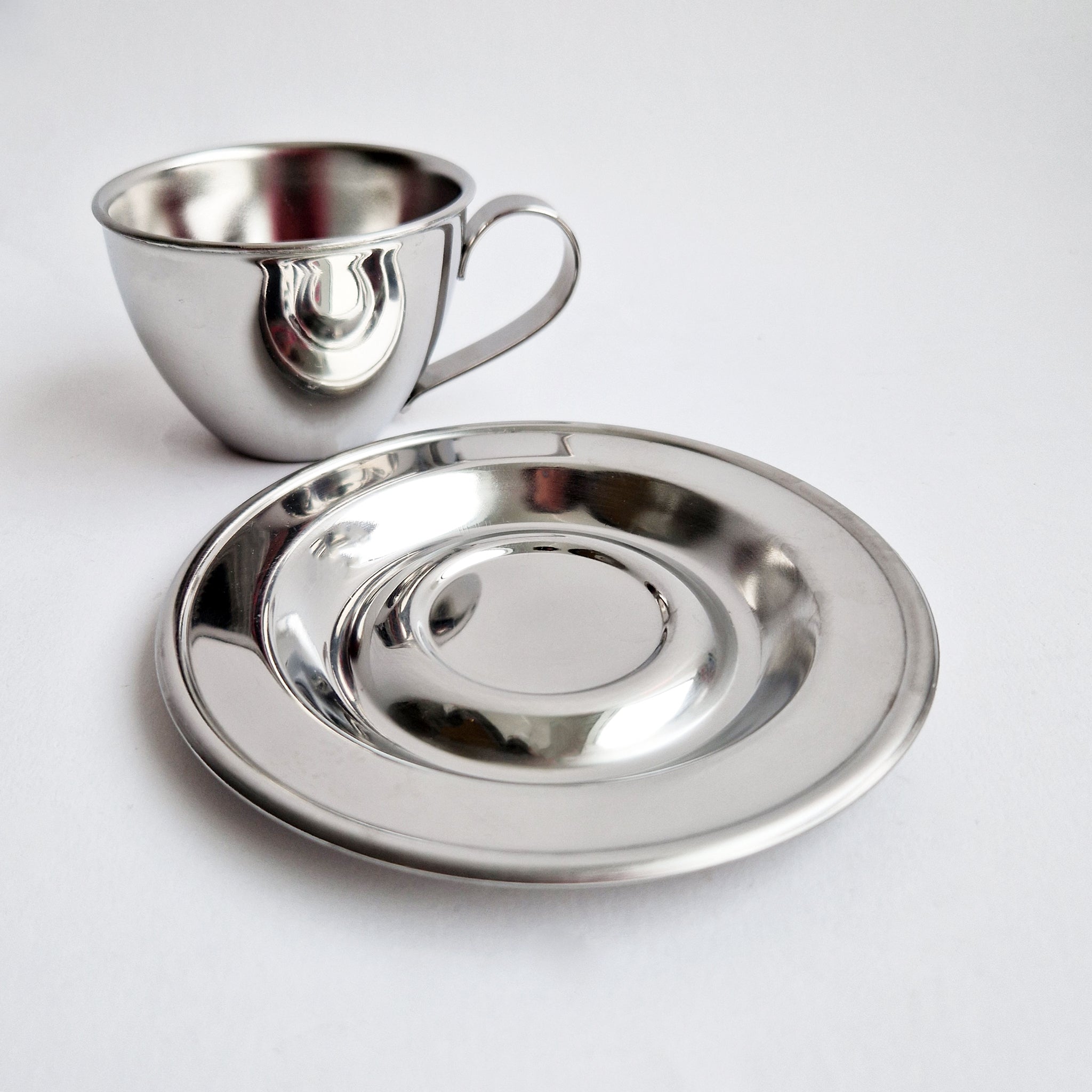 Vintage Nanni P&B stainless steel coffee cup set (2 available)