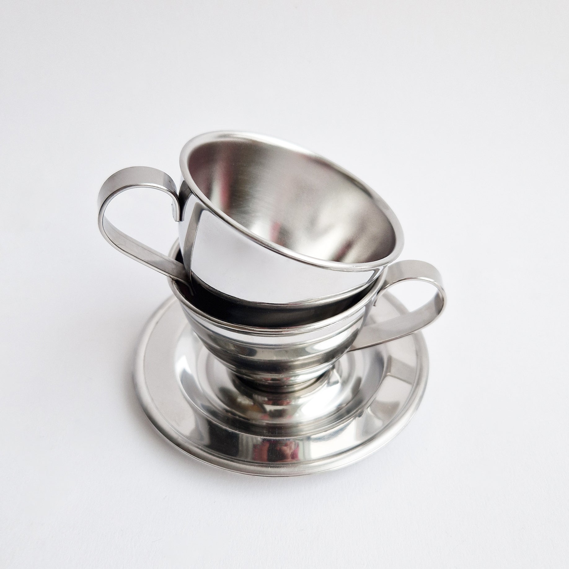 Vintage Nanni P&B stainless steel coffee cup set (2 available)