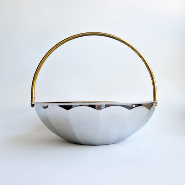 Vintage Italian fruit basket in stainless steel