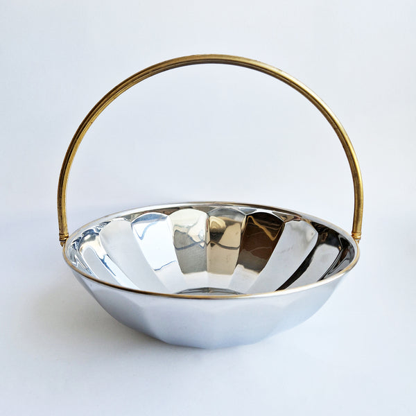 Vintage Italian fruit basket in stainless steel