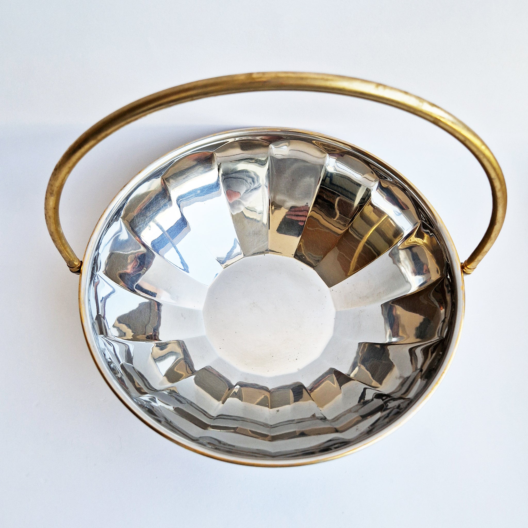 Vintage Italian fruit basket in stainless steel
