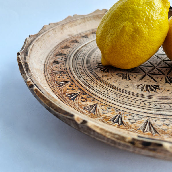 Vintage carved wooden platter