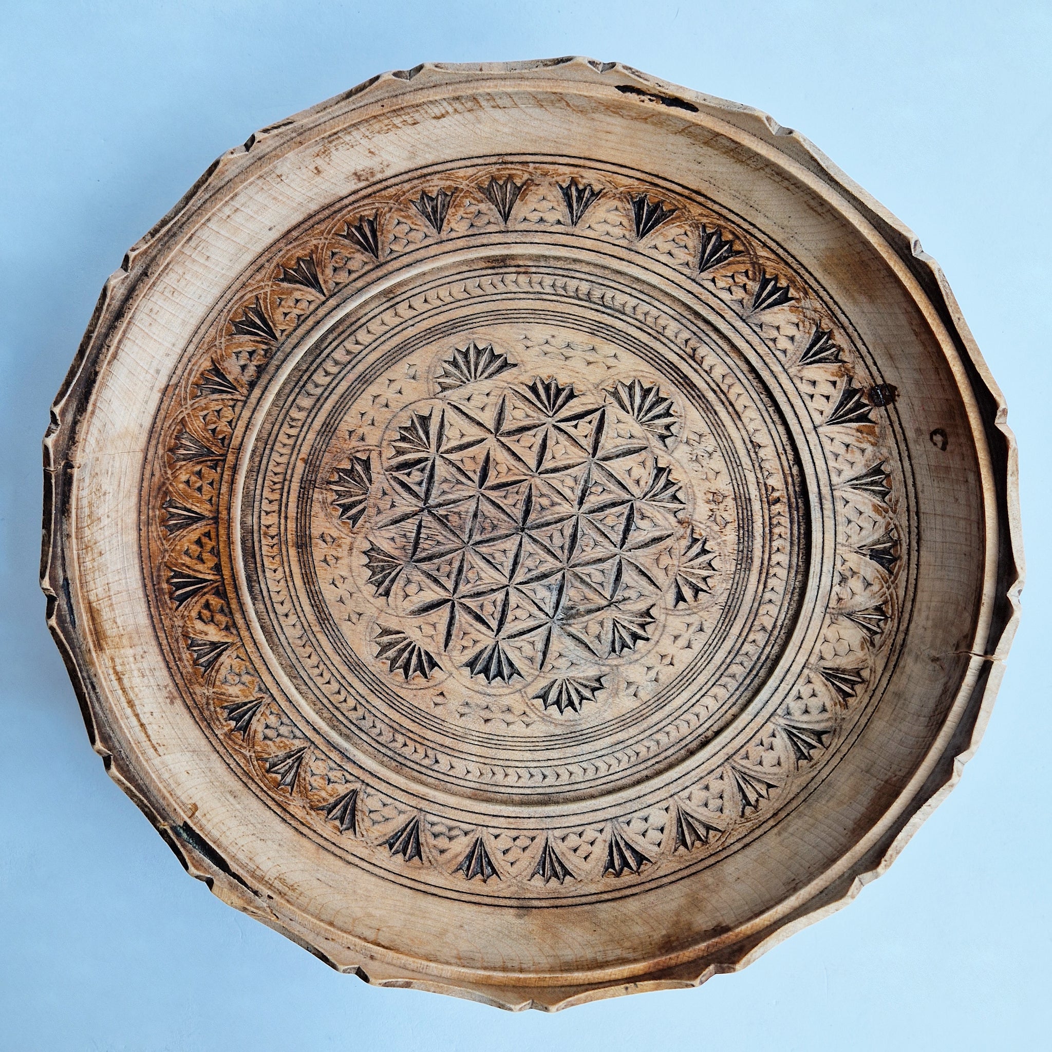 Vintage carved wooden platter