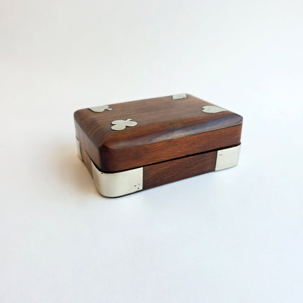Vintage wooden box for playing cards