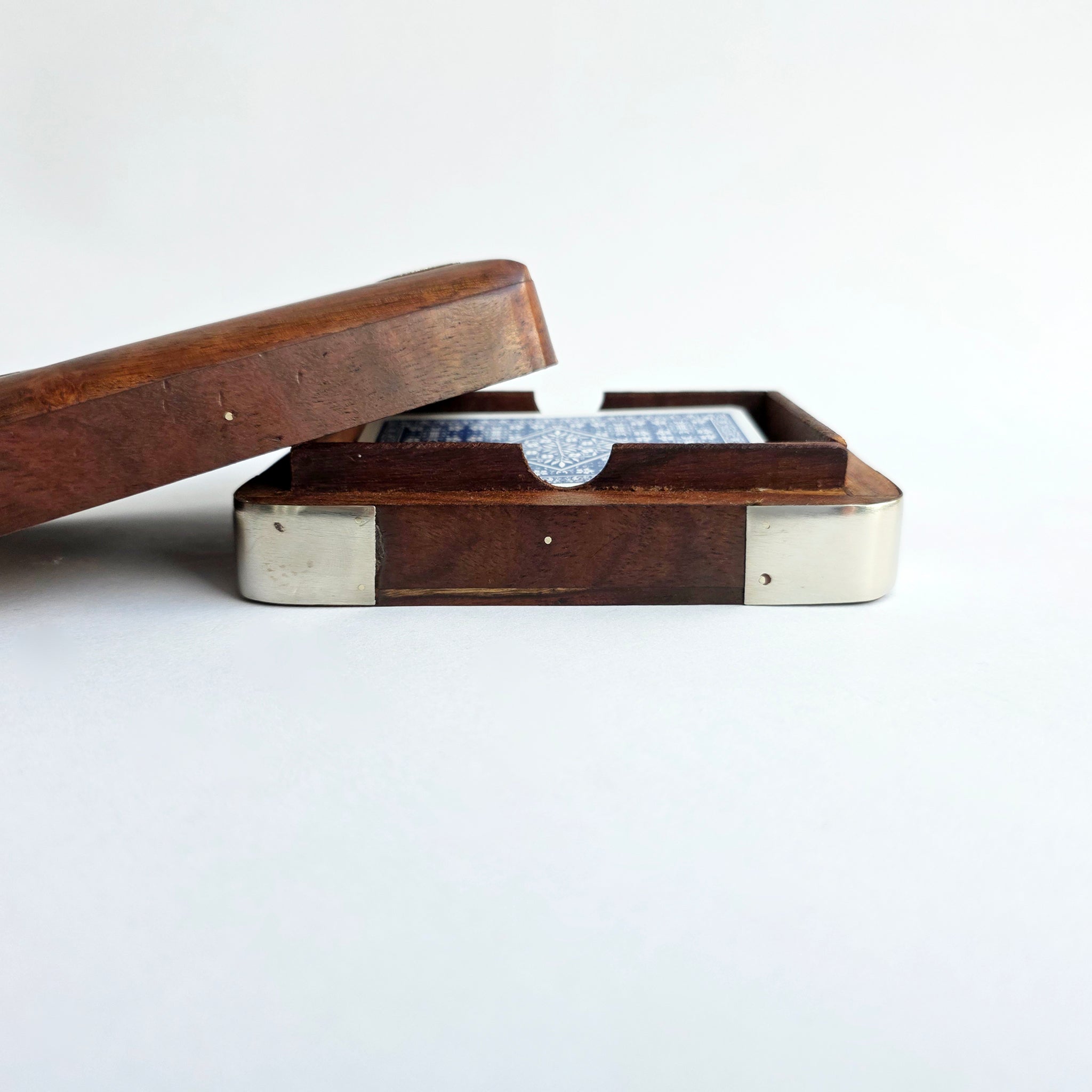 Vintage wooden box for playing cards