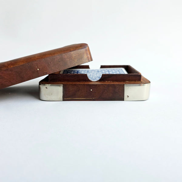 Vintage wooden box for playing cards