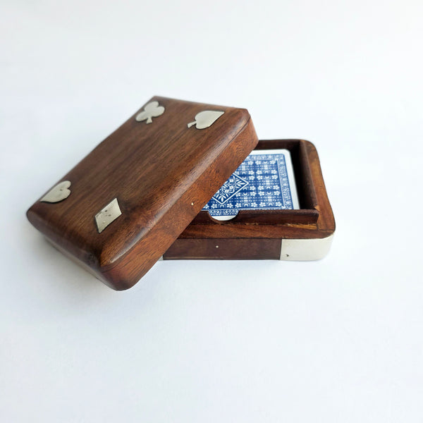 Vintage wooden box for playing cards