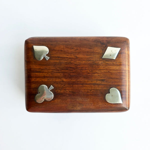 Vintage wooden box for playing cards