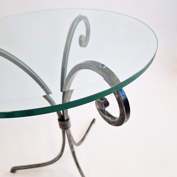 Vintage Italian side table with glass top