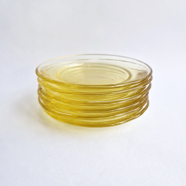 Vintage yellow glass side plates (set of 6)