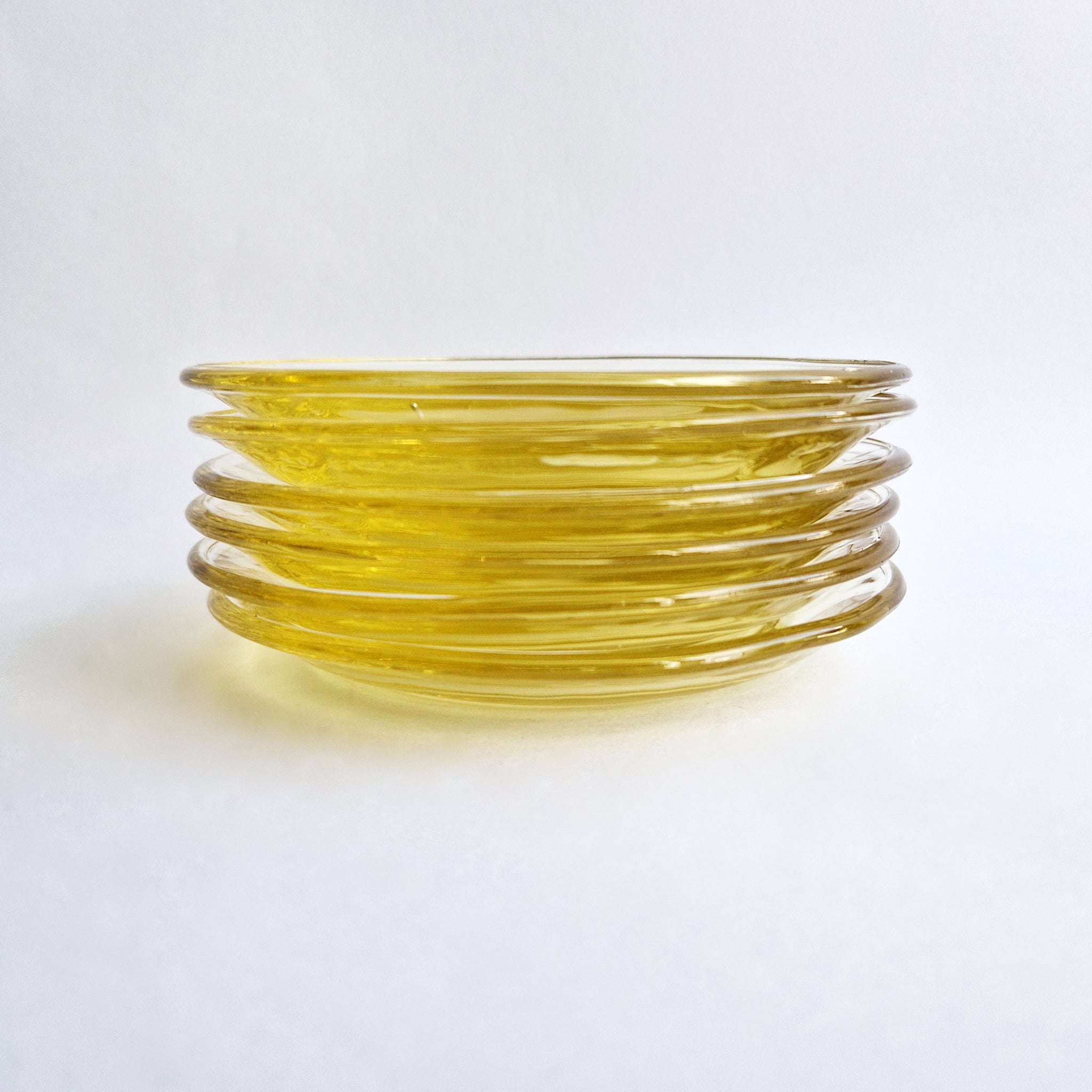 Vintage yellow glass side plates (set of 6)
