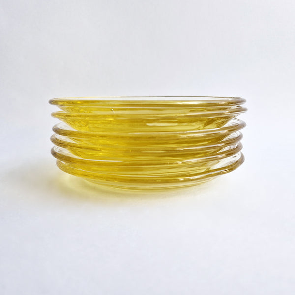 Vintage yellow glass side plates (set of 6)