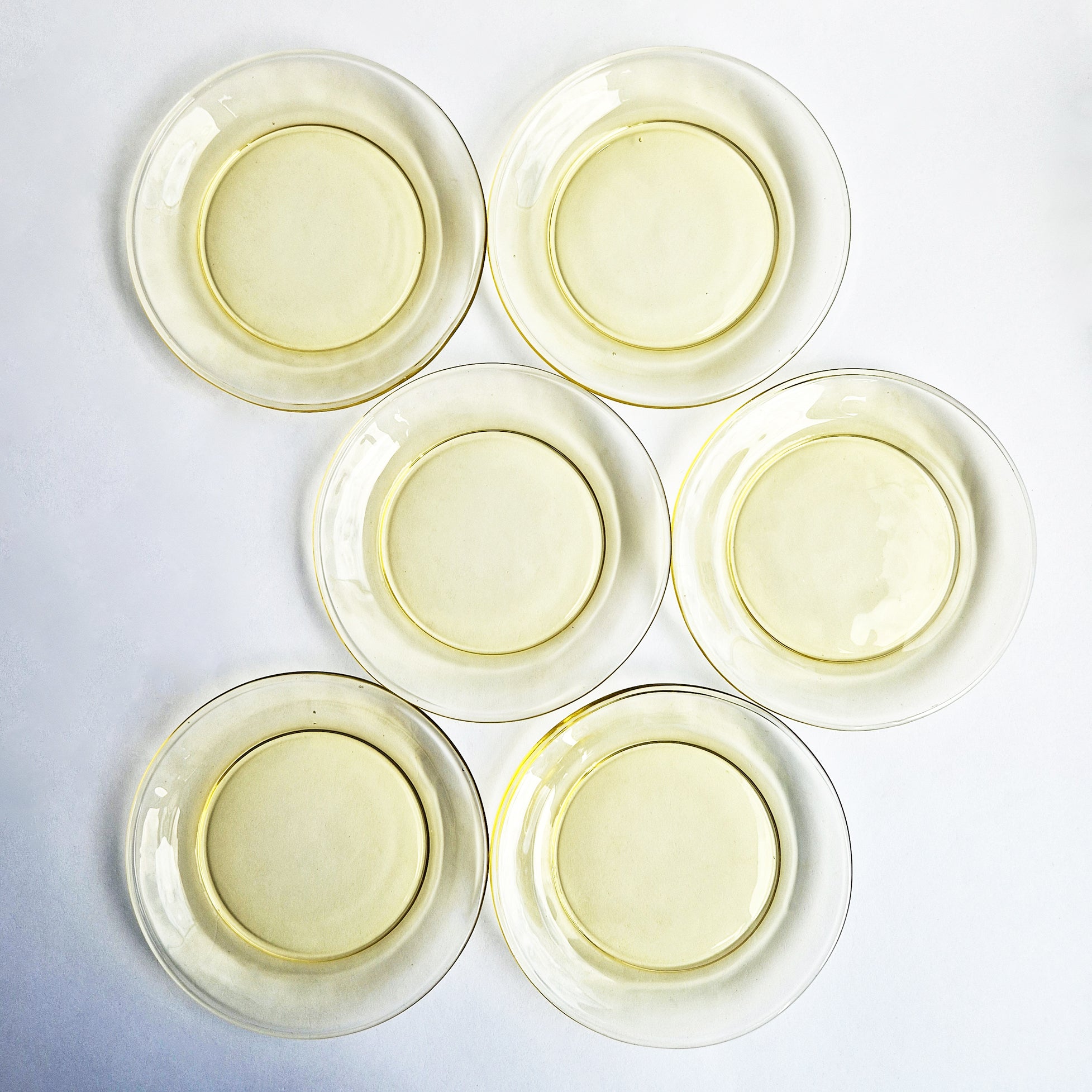 Vintage yellow glass side plates (set of 6)