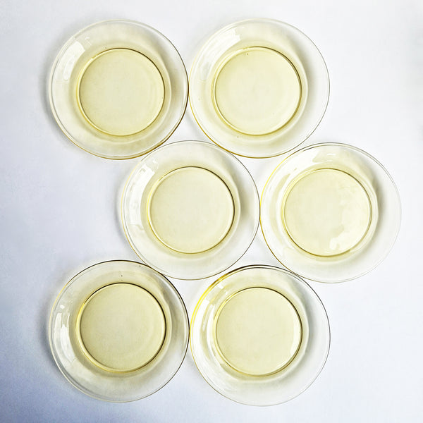 Vintage yellow glass side plates (set of 6)