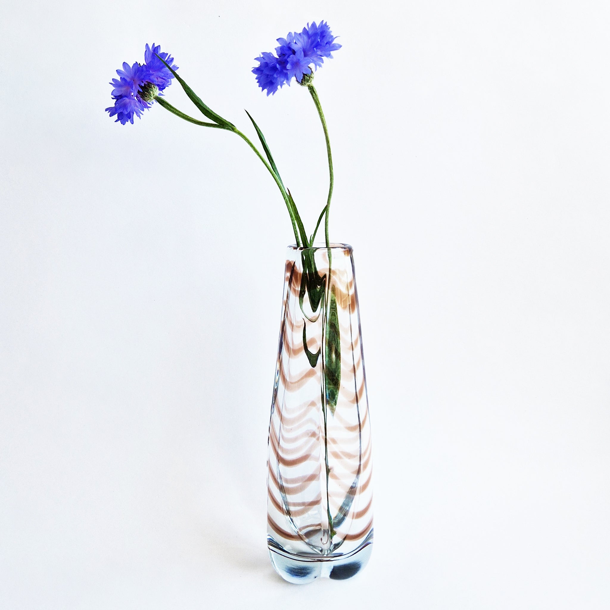 1950s glass vase with scalloped stripes