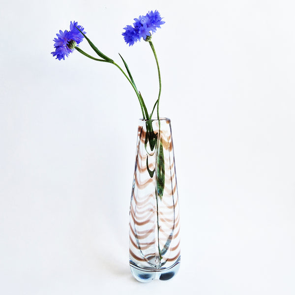 1950s glass vase with scalloped stripes