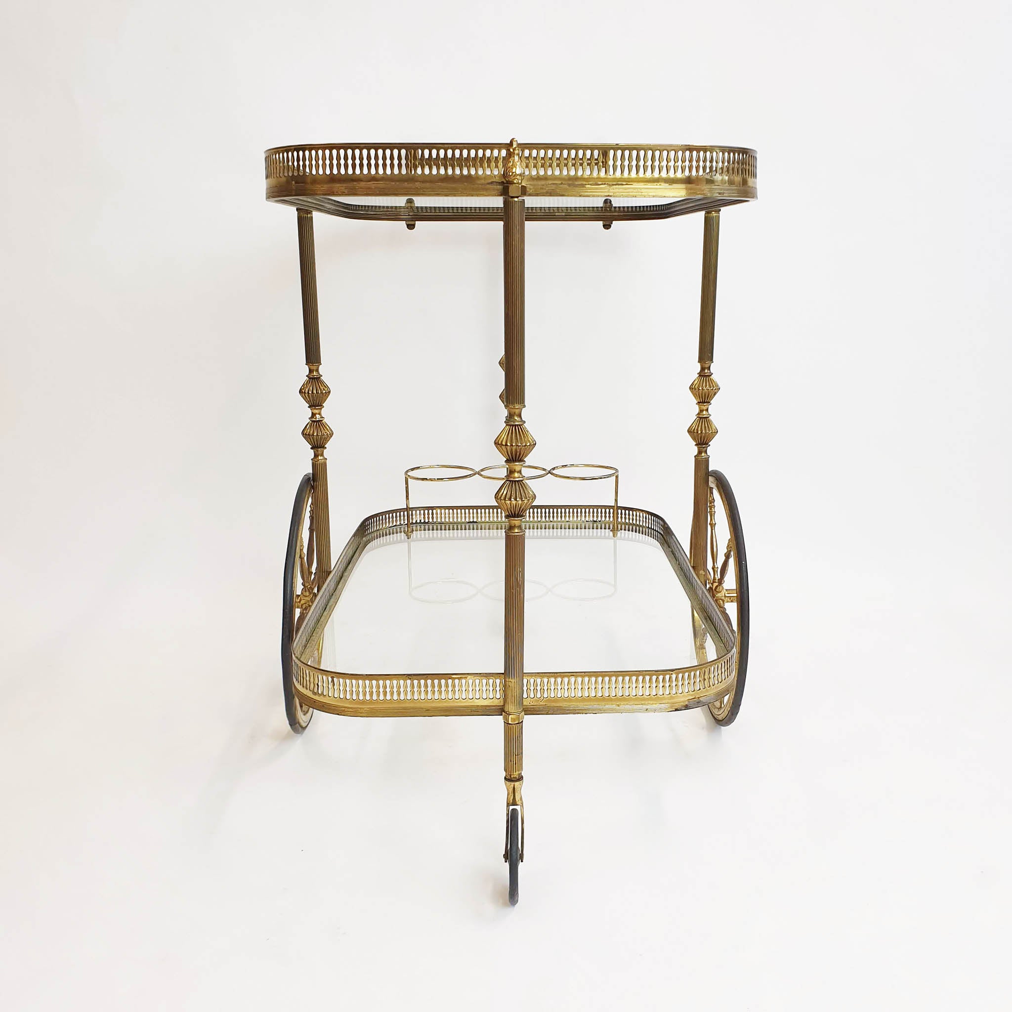 1940s neoclassical brass serving trolley