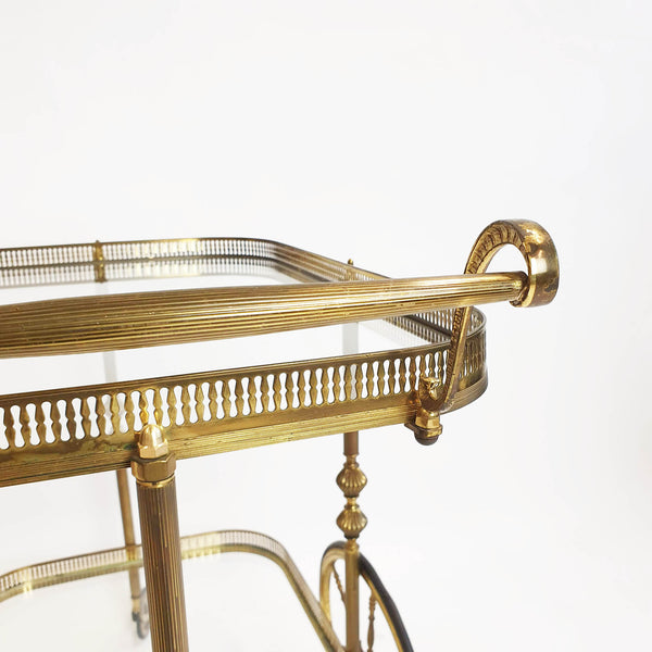 1940s neoclassical brass serving trolley