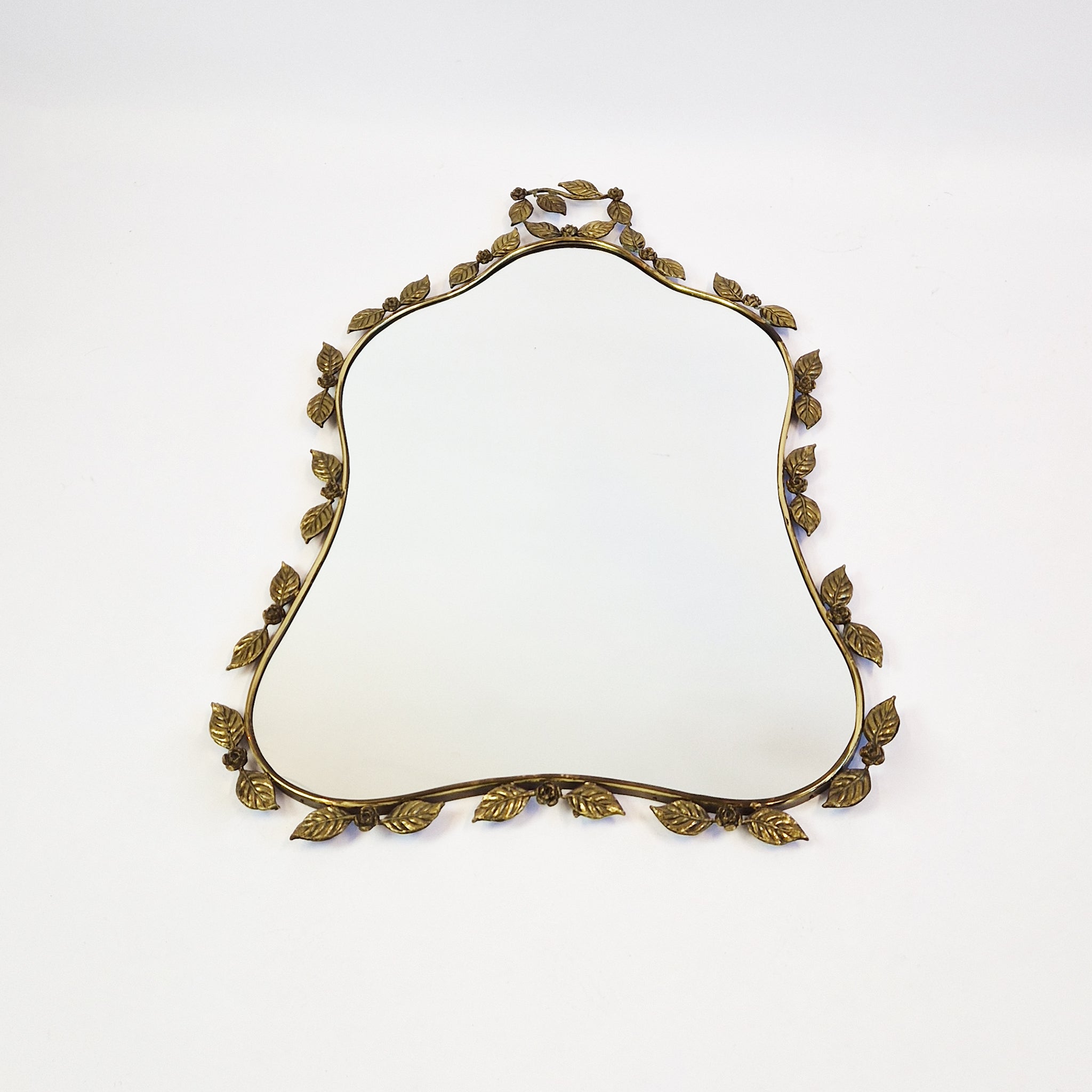1950s Italian brass mirror with floral design