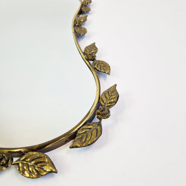 1950s Italian brass mirror with floral design