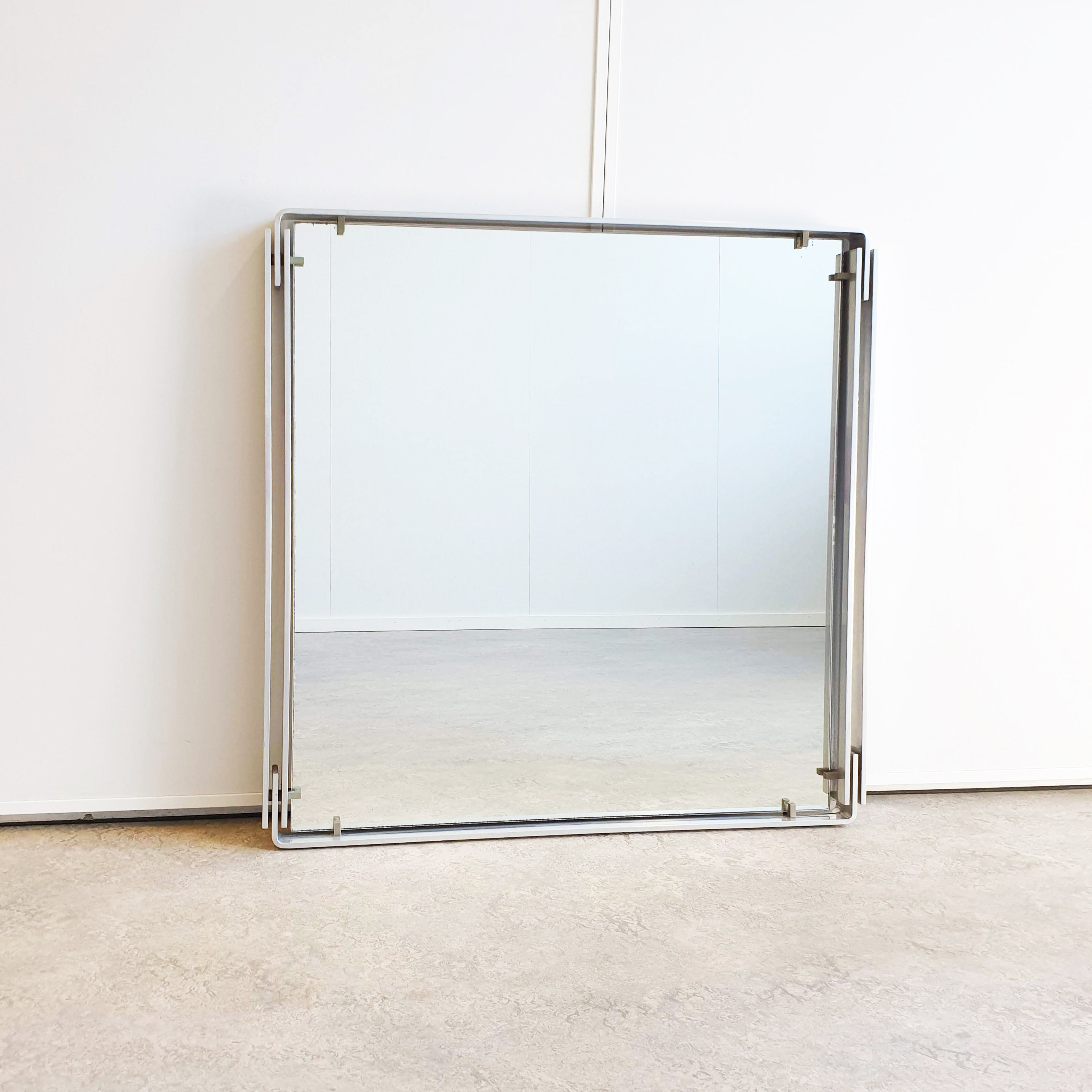 1960s Italian mirror in stainless steel