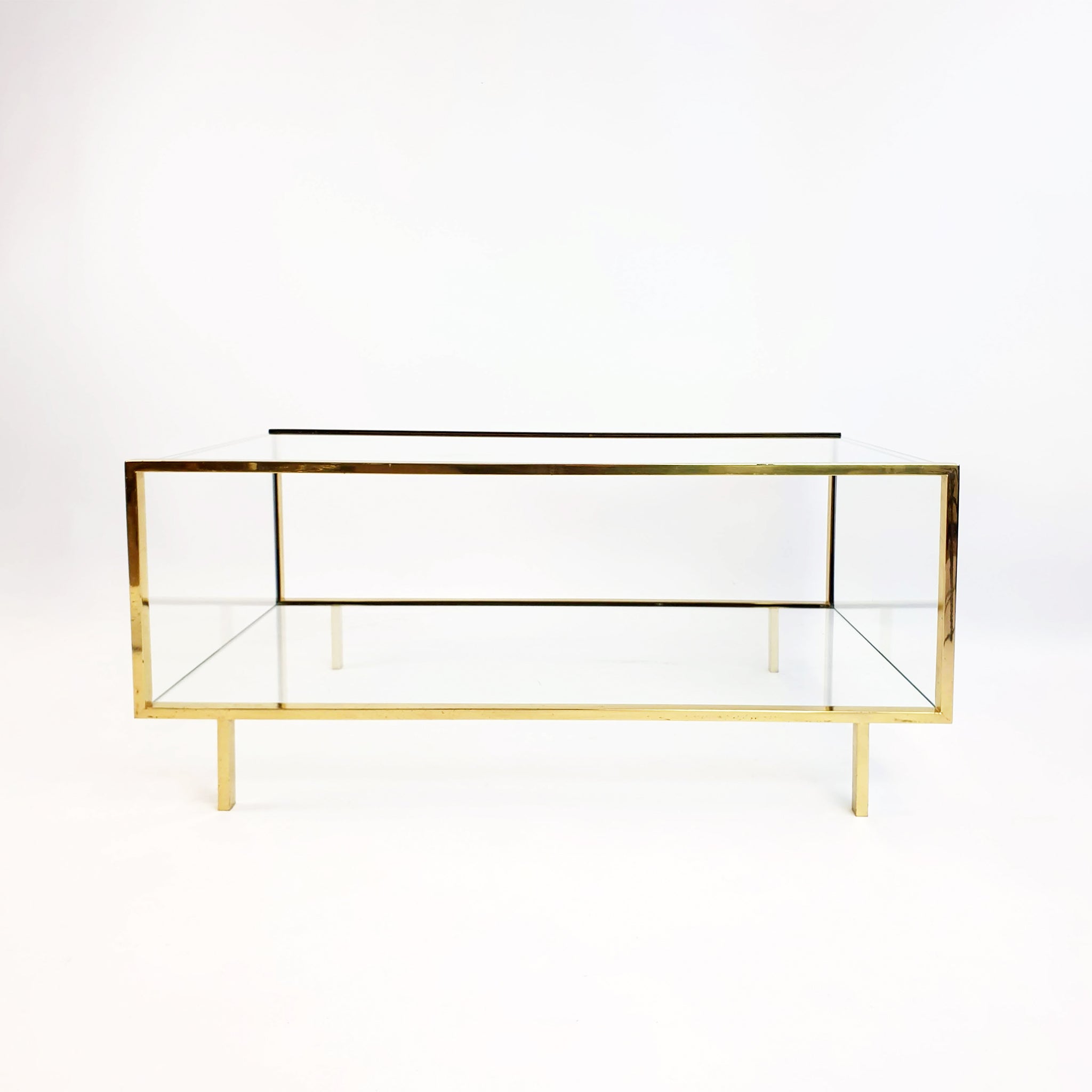 1970s Italian brass and glass coffee table