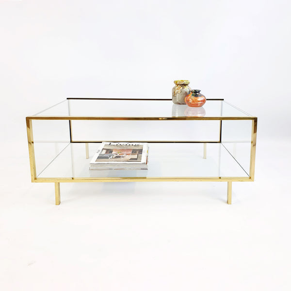 1970s Italian brass and glass coffee table