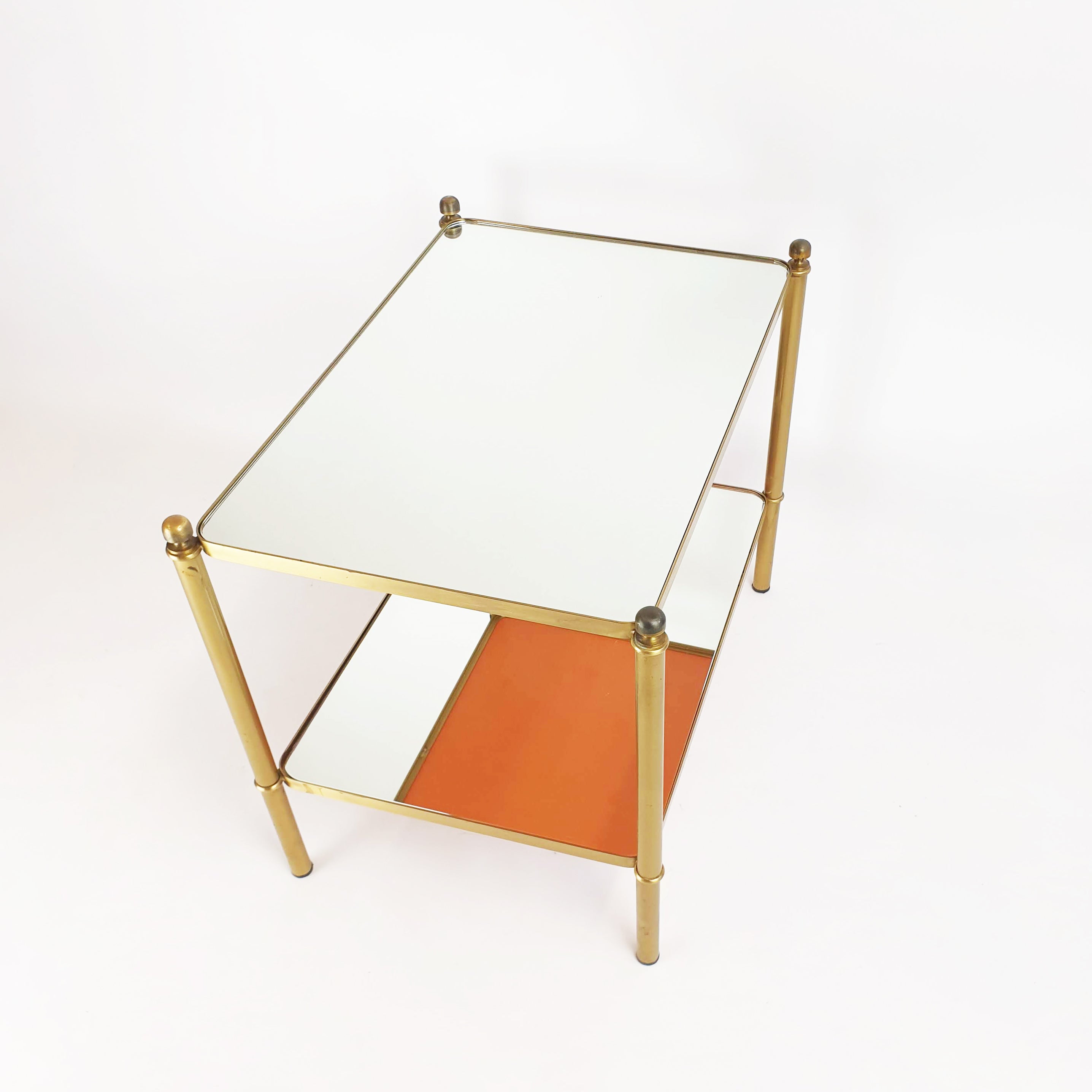 1970s Italian mirrored brass side table