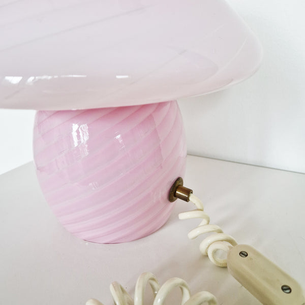 1970s pink swirl Murano mushroom lamp