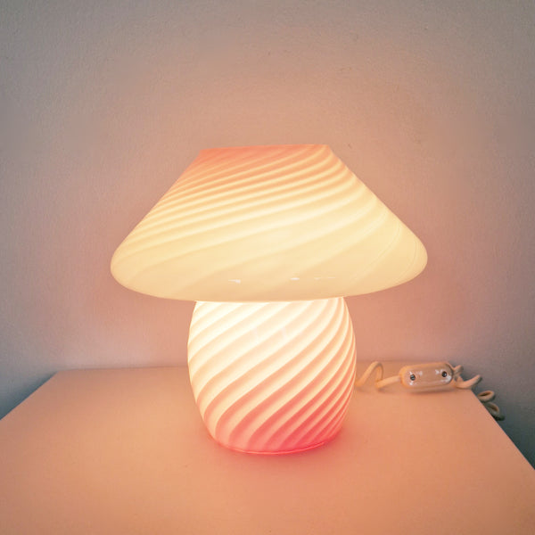 1970s pink swirl Murano mushroom lamp
