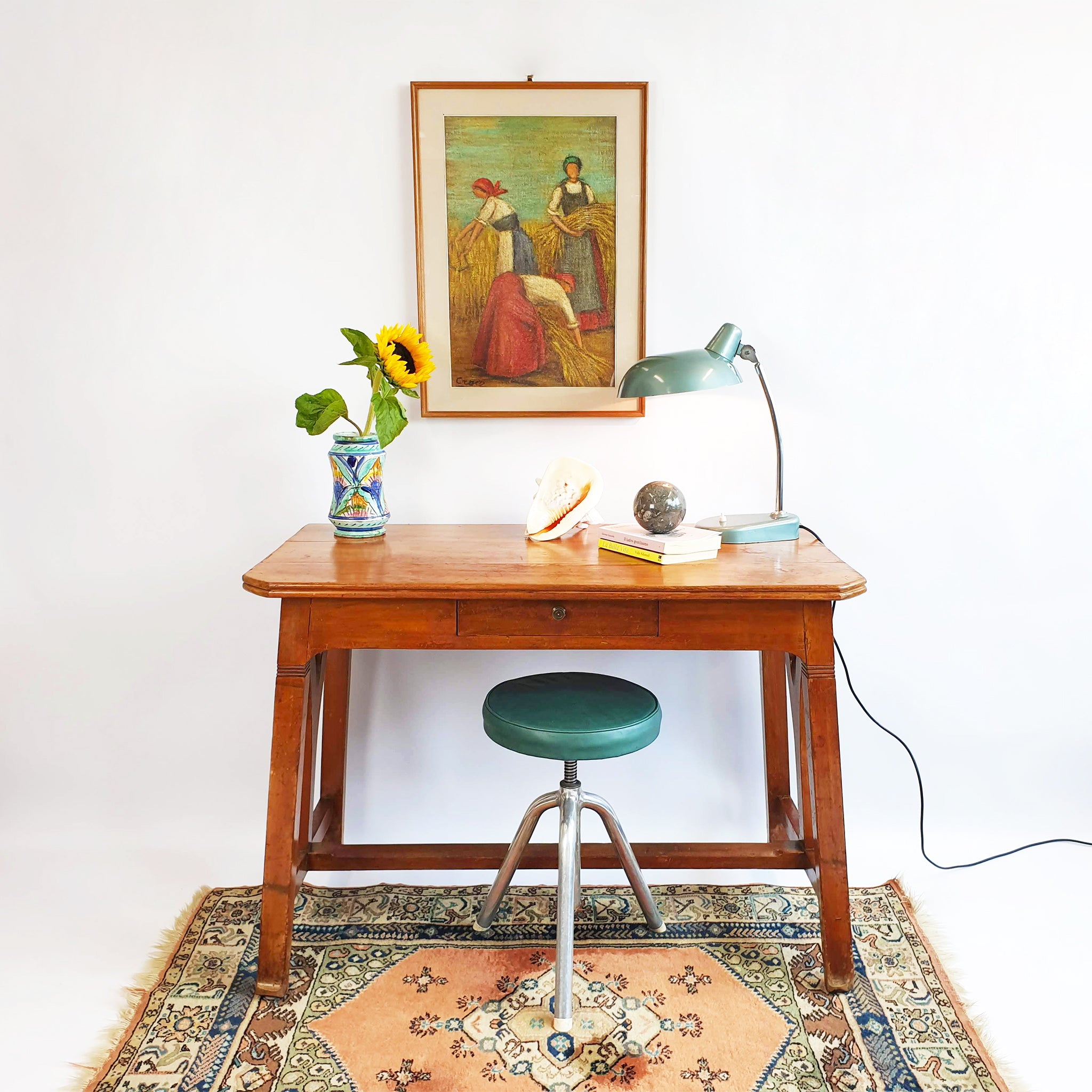 Vintage hand-woven wool rug