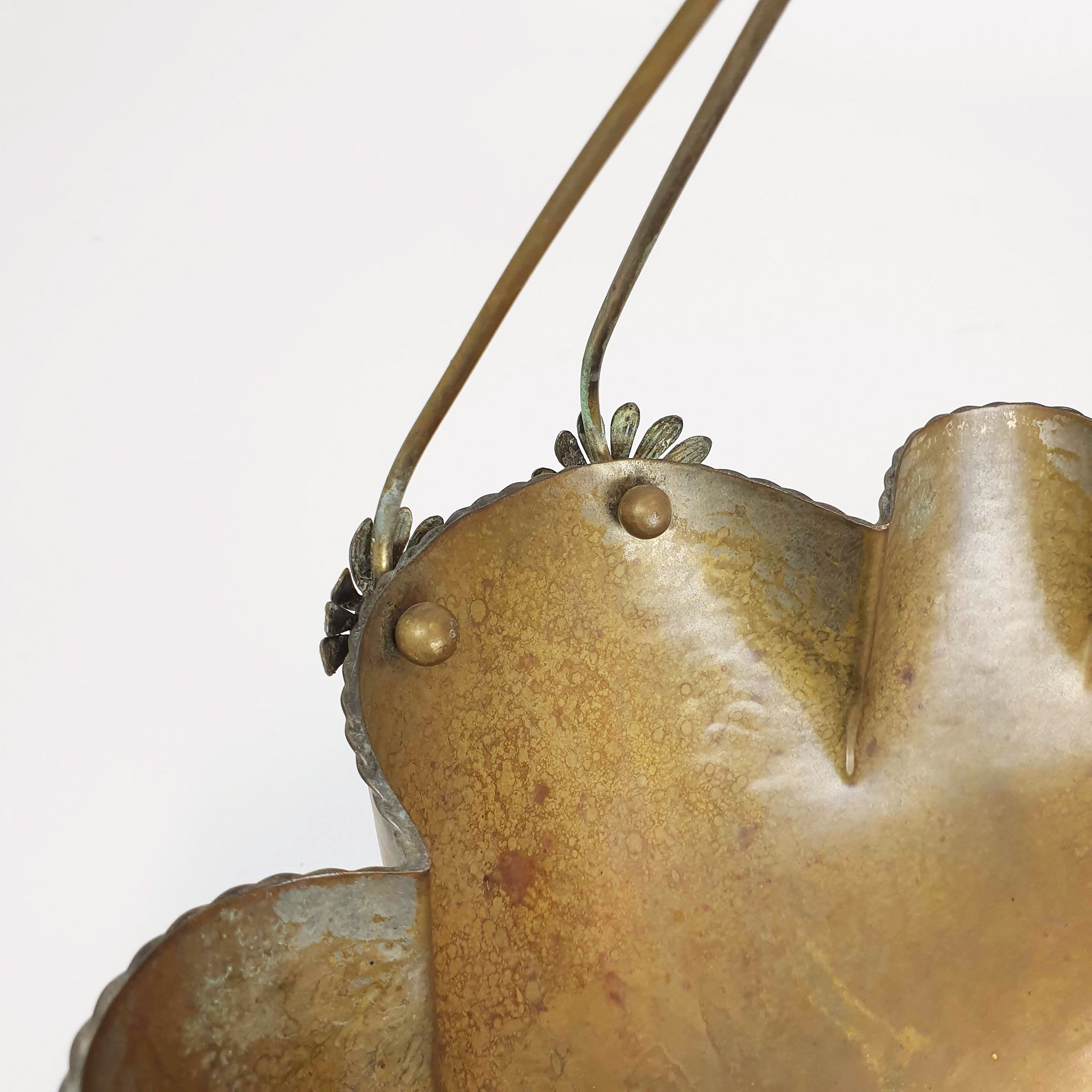 Vintage Italian brass scalloped fruit basket