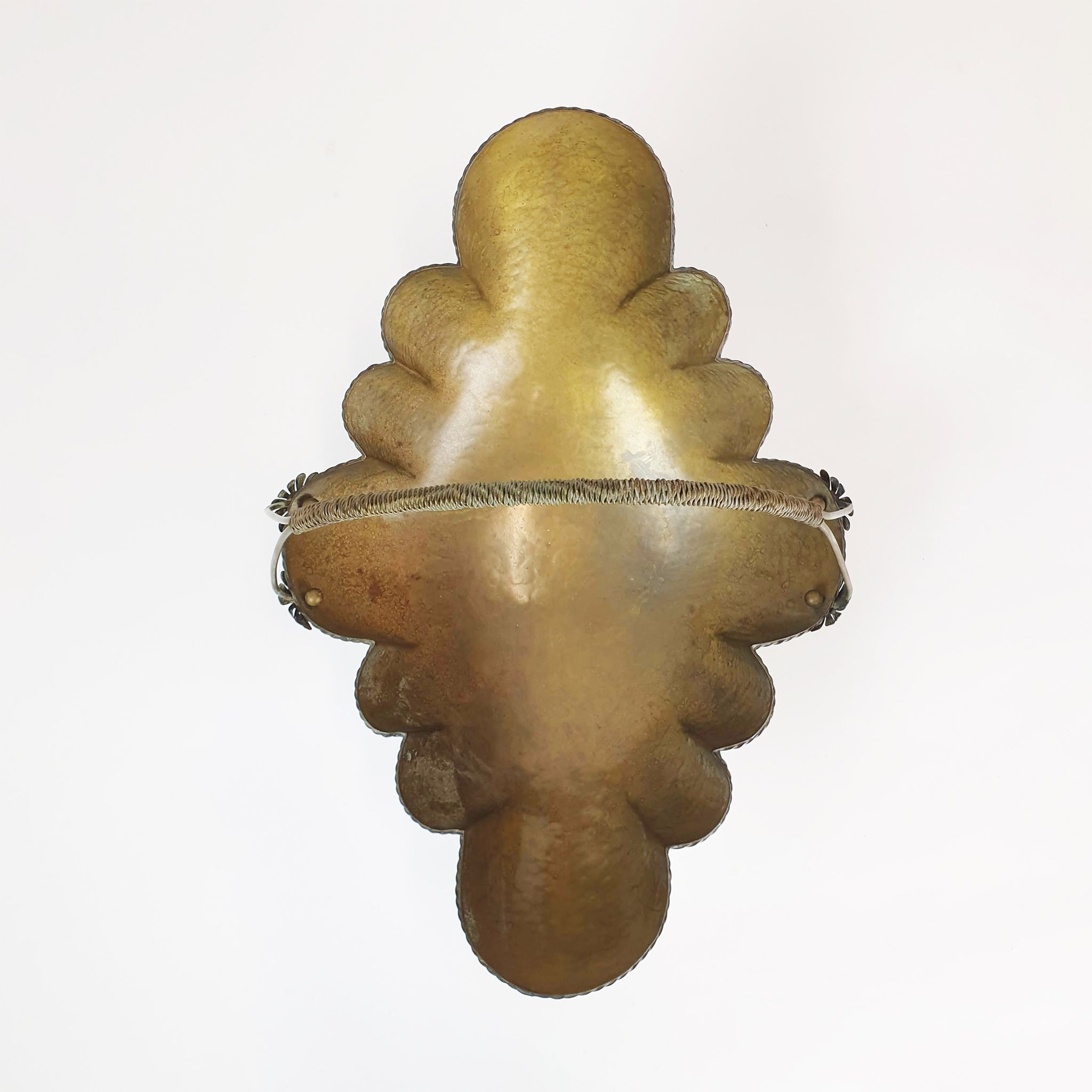 Vintage Italian brass scalloped fruit basket