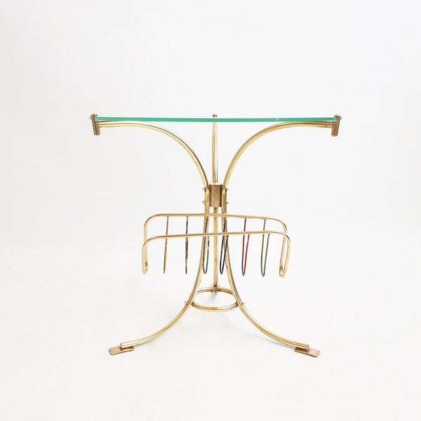 Mid-century Italian brass and glass side table